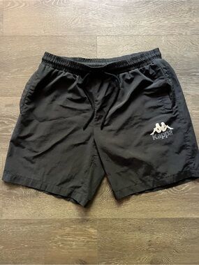 Kappa Black Athletic Shorts with White Logo